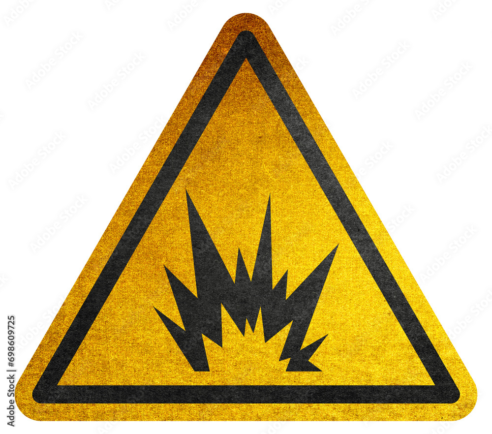 Wall mural warning hazard caution iso signs icon symbol pictogram explosion. w 02 sign. explosive substances. h