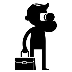 Minimal Funny Super Hero Comic Flat character vector silhouette, black color silhouette, white background