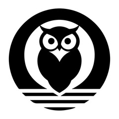 Owl vector silhouette, Owl Tattoo vector art illustration black color