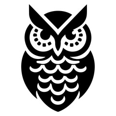 Owl vector silhouette, Owl Tattoo vector art illustration black color