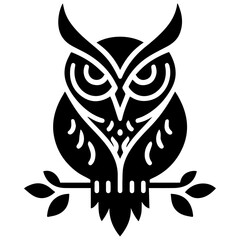 Owl vector silhouette, Owl Tattoo vector art illustration black color