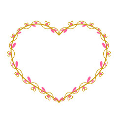 Golden Love Frame With Pink Floral