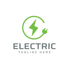 Plug and Lightning bolt logo design