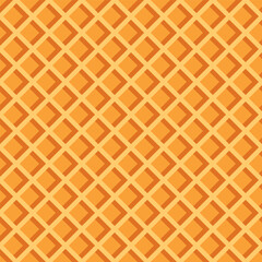 Seamless wafer diagonal pattern. Realistic wafer repeat background. Ice cream cone texture.  Vector illustration