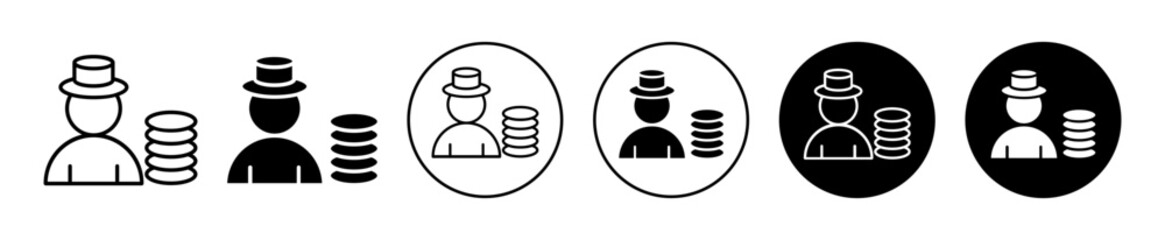 Investor icon. individual high net worth person or richest businessman banker or millionaire. fund manager or stock market investor rich man symbol. business fancier banker or angel sponsor vector