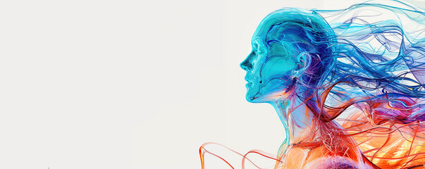 Abstract colorful profile of a woman with flowing hair