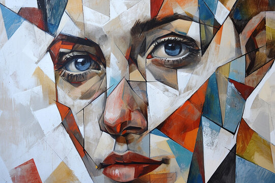 Metamorphic Portrait - A cubist take on portraiture, disassembling and reassembling facial features into geometric shapes. This concept plays with the viewer's perception, challeng