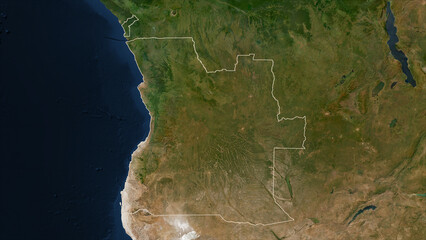 Angola outlined. Low-res satellite map © zelwanka