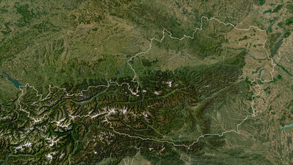 Austria outlined. Low-res satellite map © zelwanka