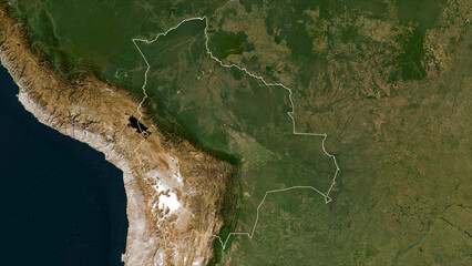 Bolivia outlined. Low-res satellite map