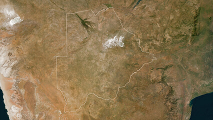 Botswana outlined. Low-res satellite map © zelwanka