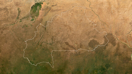Burkina Faso outlined. Low-res satellite map