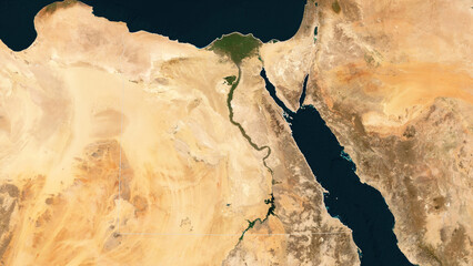Egypt outlined. Low-res satellite map