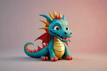 Fototapeta premium cute 3D dragon cartoon symbol of 2024. Chinese new year 2024 Festival AI generated Generative AI, year of the dragon, the Chinese zod