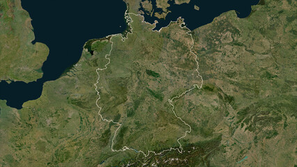 Germany outlined. Low-res satellite map © zelwanka
