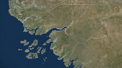 Guinea-Bissau outlined. Low-res satellite map