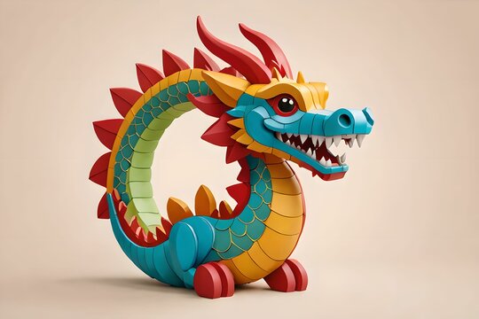 cute 3D dragon cartoon symbol of 2024. Chinese new year 2024 Festival AI generated Generative AI,  year of the dragon, the Chinese zod