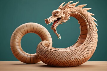 cute 3D dragon cartoon symbol of 2024. Chinese new year 2024 Festival AI generated Generative AI,  year of the dragon, the Chinese zod - obrazy, fototapety, plakaty