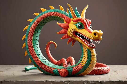 cute 3D dragon cartoon symbol of 2024. Chinese new year 2024 Festival AI generated Generative AI,  year of the dragon, the Chinese zod