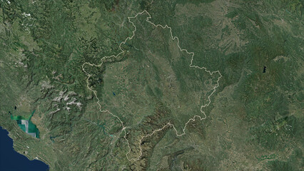 Kosovo outlined. Low-res satellite map