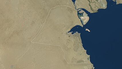 Kuwait outlined. Low-res satellite map © zelwanka
