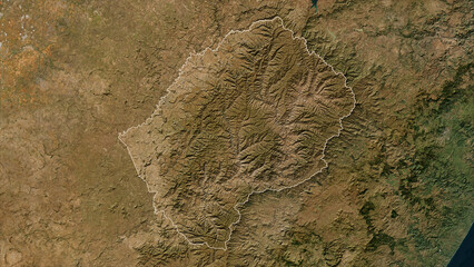 Lesotho outlined. Low-res satellite map © zelwanka