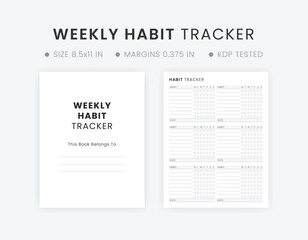 Weekly Habit Tracker Template Printable 7-Day Habit Challenge Book