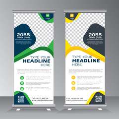 Business Roll Up. Standee Design. Banner Template. Presentation and Brochure Flyer. Vector illustration