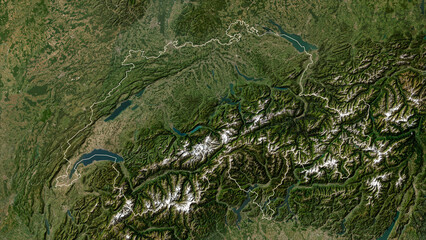 Switzerland outlined. Low-res satellite map © zelwanka
