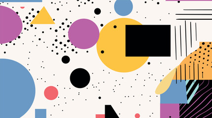 Obraz premium Minimalist Abstract White Background with Dots and Shapes for Poster, Card, Banner, Cover, Wallpaper Decoration