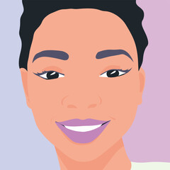 Black Woman Minimalist Cartoon Portrait 