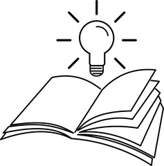 Light bulb on open book or idea and knowledge concept