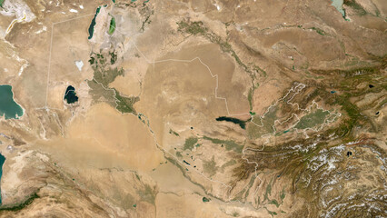 Uzbekistan outlined. Low-res satellite map