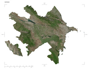 Azerbaijan shape isolated on white. High-res satellite map © zelwanka