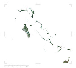 Bahamas shape isolated on white. High-res satellite map