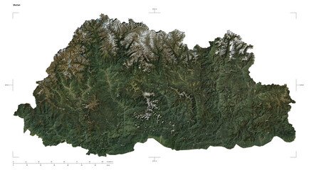 Bhutan shape isolated on white. High-res satellite map © zelwanka