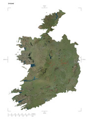Ireland shape isolated on white. High-res satellite map