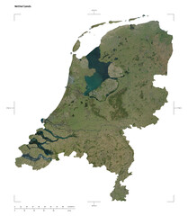 Netherlands shape isolated on white. High-res satellite map
