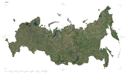 Russia shape isolated on white. High-res satellite map © zelwanka