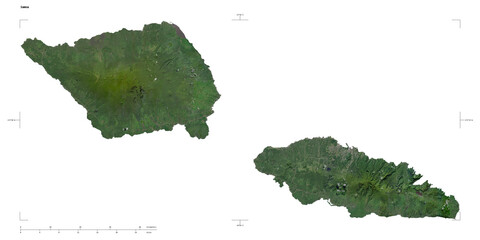 Samoa shape isolated on white. High-res satellite map