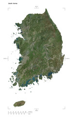 South Korea shape isolated on white. High-res satellite map © zelwanka