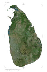 Sri Lanka shape isolated on white. High-res satellite map © zelwanka