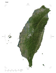 Taiwan shape isolated on white. High-res satellite map