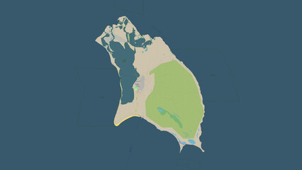 Barbuda - Antigua and Barbuda highlighted. Topographic Map