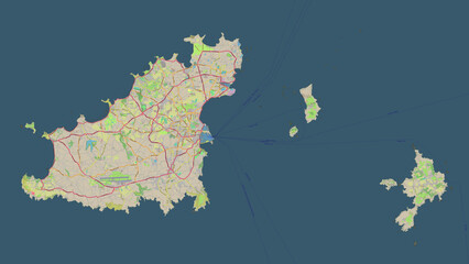 Guernsey highlighted. Topographic Map