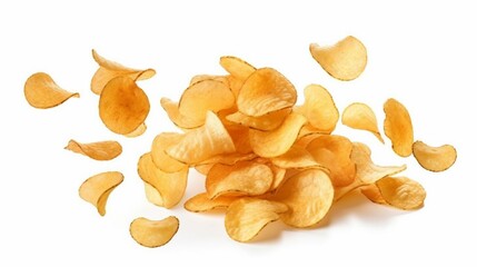falling potato chips Ai Generative - obrazy, fototapety, plakaty