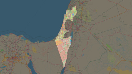 Israel highlighted. Topographic Map