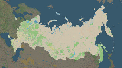 Russia highlighted. Topographic Map