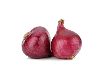 Fresh whole red onion isolated on white background