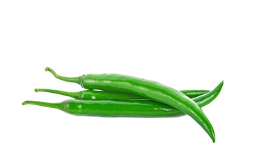 Green chili pepper isolated on  white background